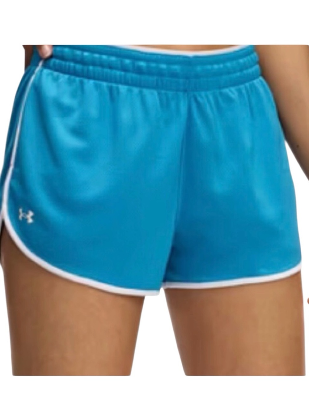 NWT Under Armour Women's ocean blue Running Shorts with White Trim retail $35